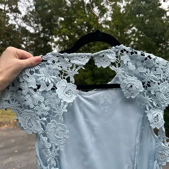 Lulu's Soft Blue Lace Mini Dress - Picture 7 of 11